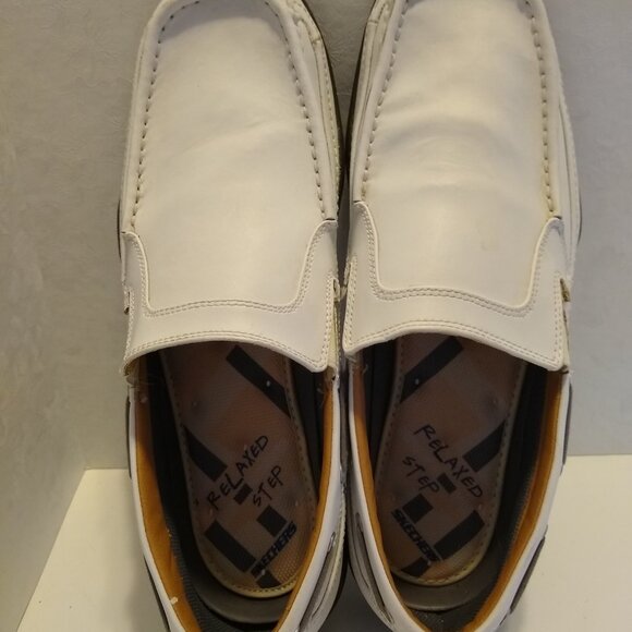 Skechers Men\'s Two Tone White Leather Driving Loafers main image 8